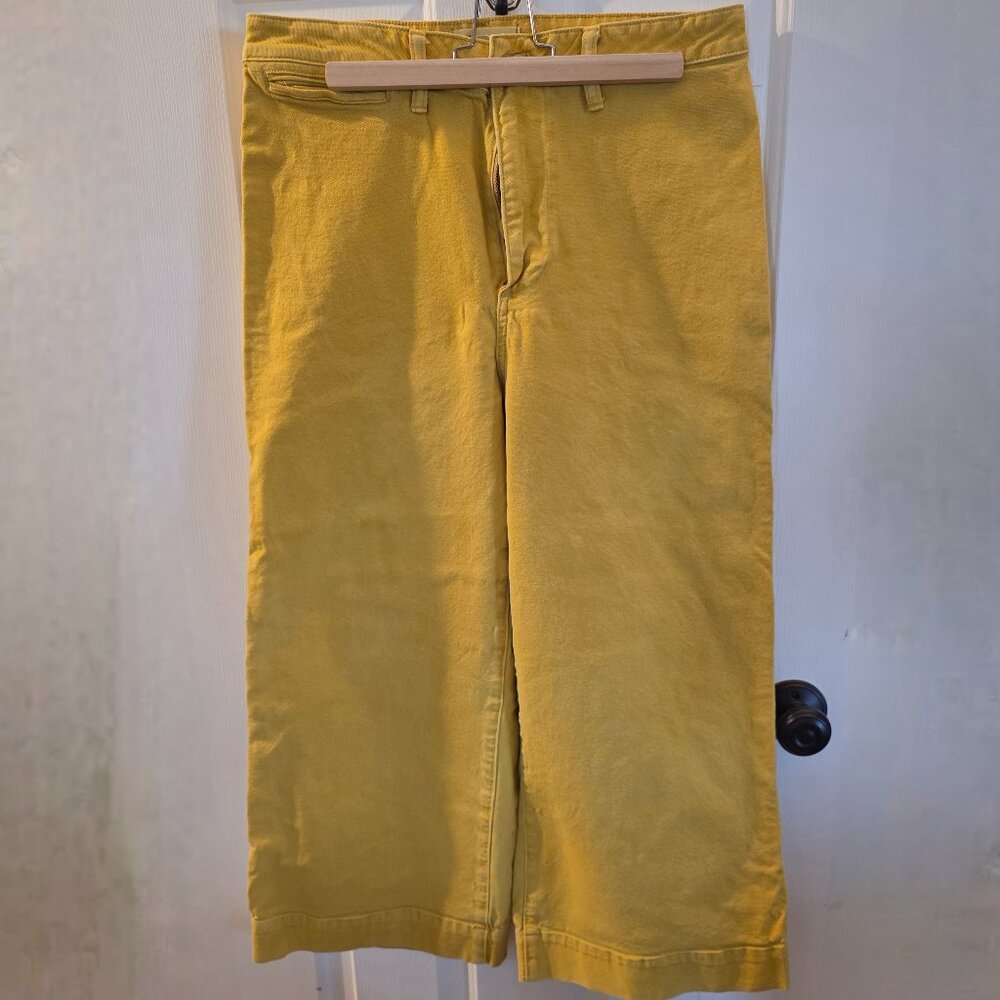 Madewell Wide Leg Crop Pants Mustard Yellow Size 32 High Rise